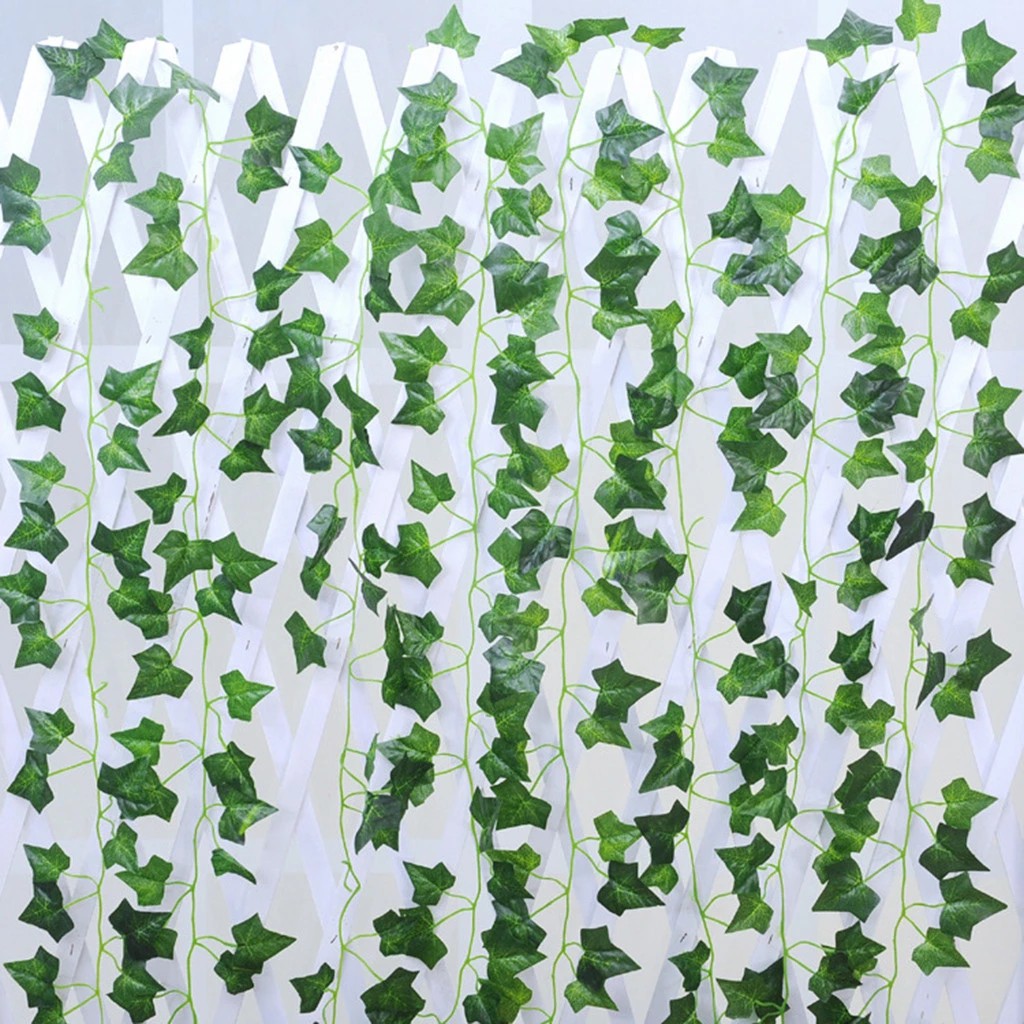 2.1M Artificial Ivy Leaf Creeper Fake green leaves/ Artificial Silk Flowers Fake Tree Leaf/ Garland Green Plant Plastic Vine Fake Foliage/ Home Wedding Garden Rattan String Wall Decor
