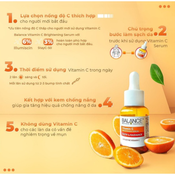 Serum sáng da, mờ thâm Balance Vitamin C Brightening 30ml/ 60ml [NHẬP KHẨU CHÍNH HÃNG 100%]
