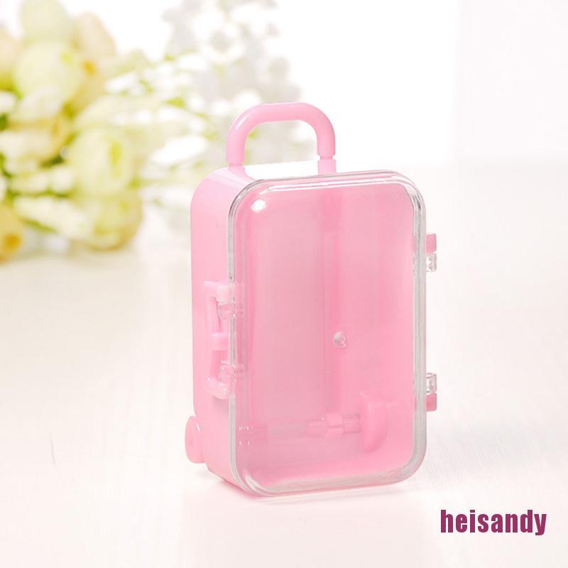 [quw] Mini Rolling Travel Suitcase Box Wedding Favors Party Reception Candy Toy jqy
