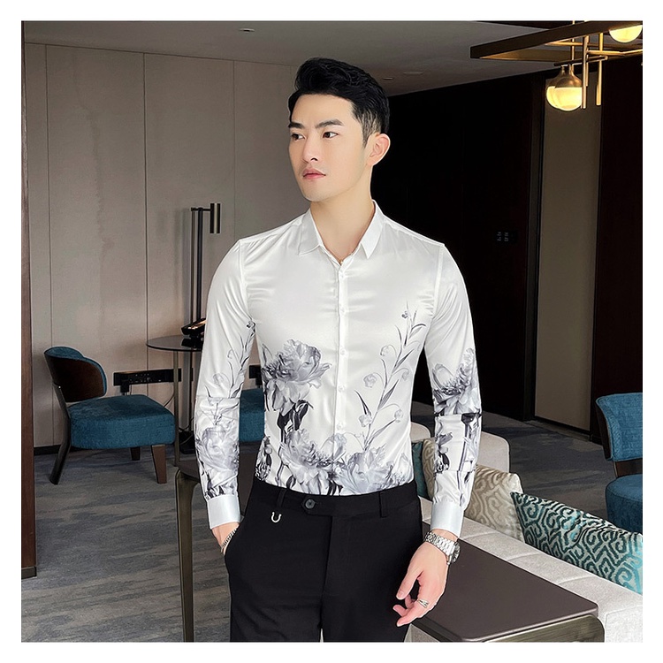 Áo sơ mi nam dài tay họa tiết xu hướng thời trang HALLA áo sơ mi kiểu công sở hàn quốc đẹp