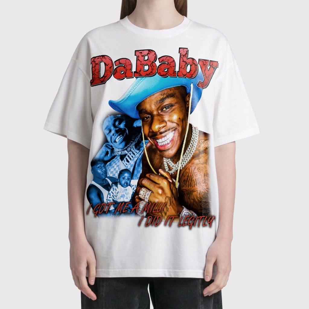 BLANK | Áo Thun DABABY Tay Lỡ Unisex - Đen/Trắng Cổ Tròn