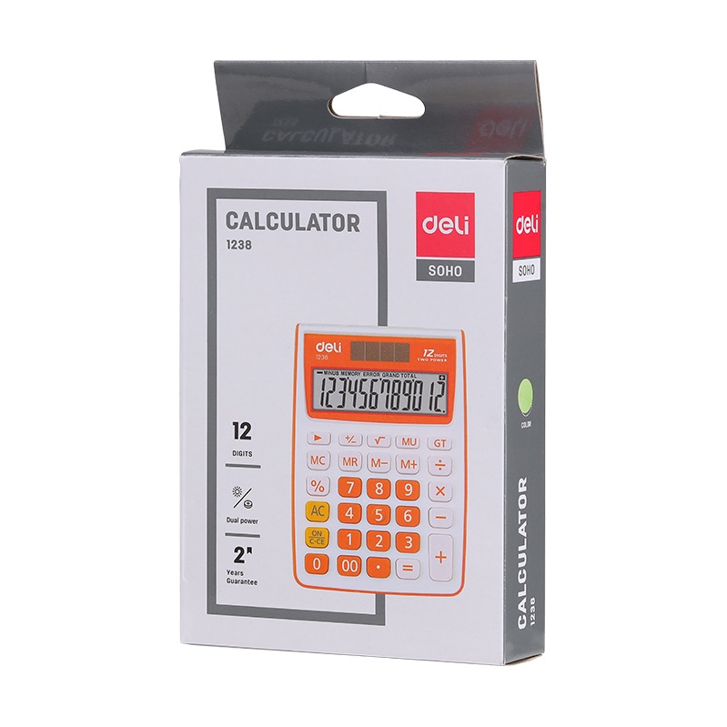 Máy tính Deli 1238 Calculator 12-Digit Giao màu ngẫu nhiên