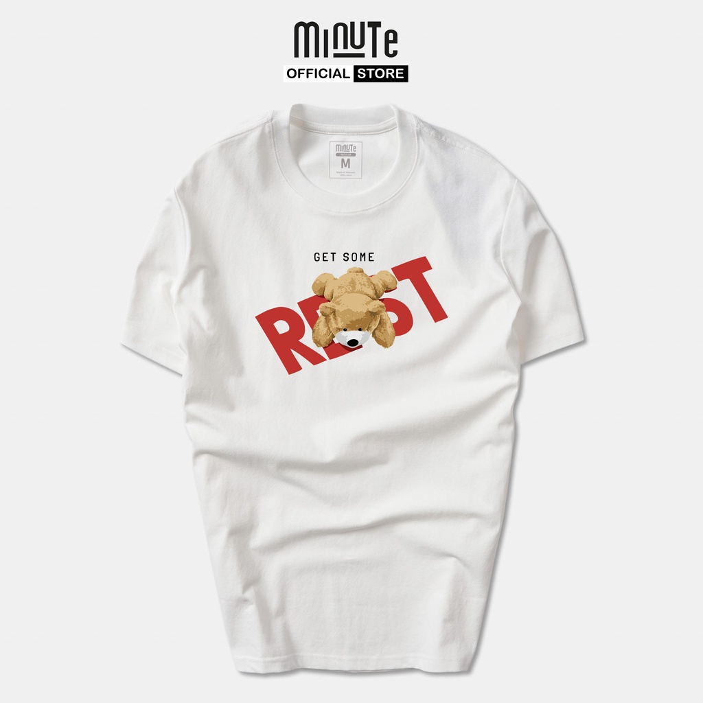 Áo thun nam tay ngắn 100% Cotton co giãn 4 chiều màu trắng MINUTE BEAR REST