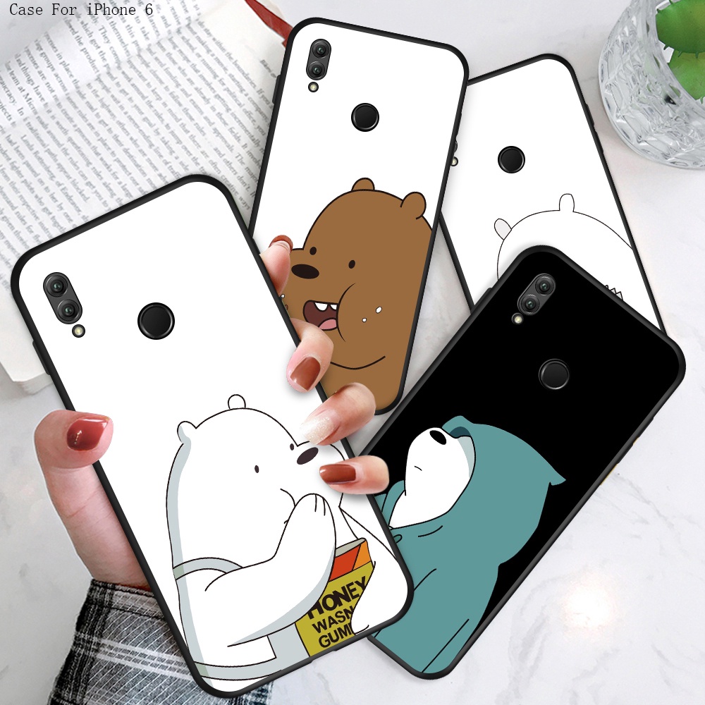 Case iPhone SE 2020 9 7 8 Plus 5 5S SE 6 6S 2 9 + ip For Soft Case Silicone Casing TPU Cute Cartoon Lovely Brown White Stupid Bear Phone Full Cover simple Macaron matte Shockproof Back Cases