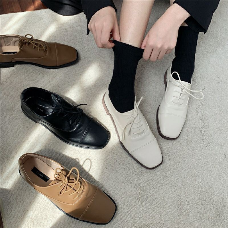 Giày oxford nữ da dê đế gỗ da cực mềm vintage - Có ảnh thật