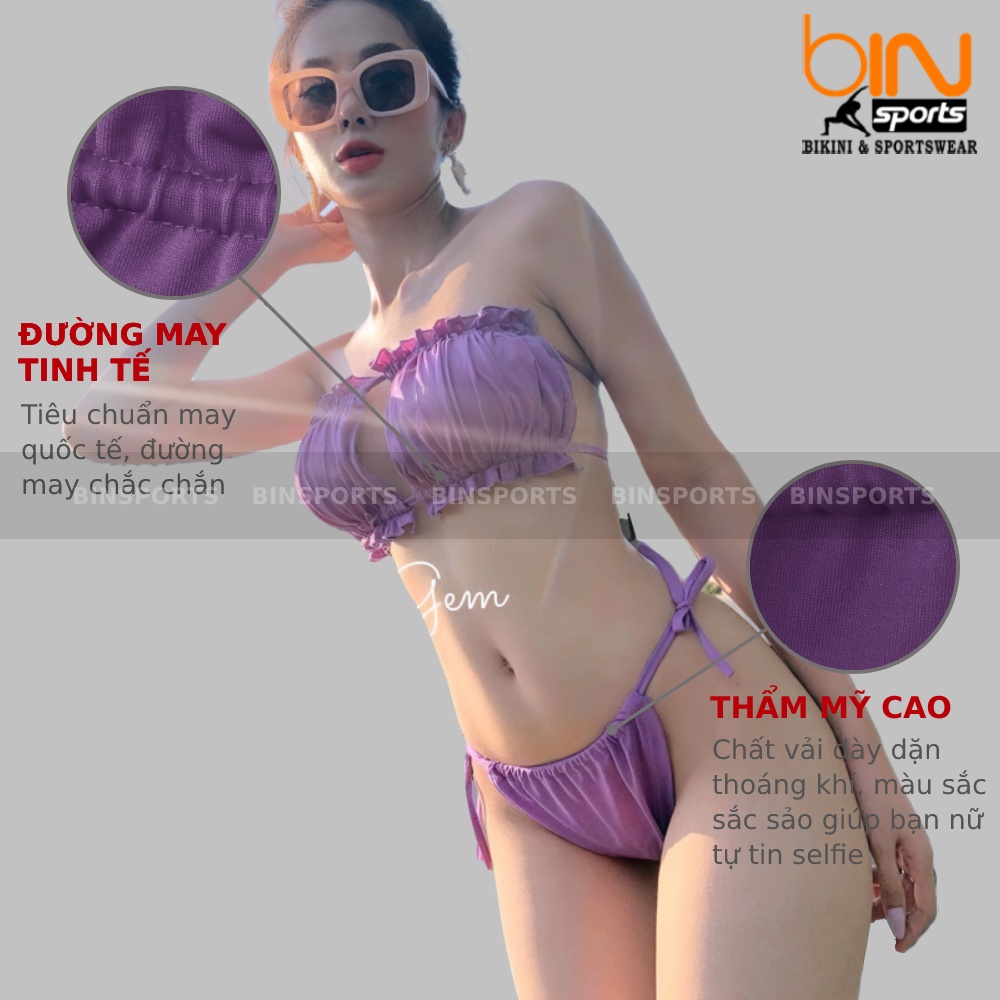 Bikini Nữ Hai Mảnh Quần Tam Giác Mút Mỏng Sexy Freesize Bin Sports BHV083