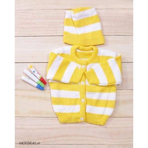 Set Áo Len Dài Tay + Nón Len Cho Bé Sơ SInh dưới 5,5kg