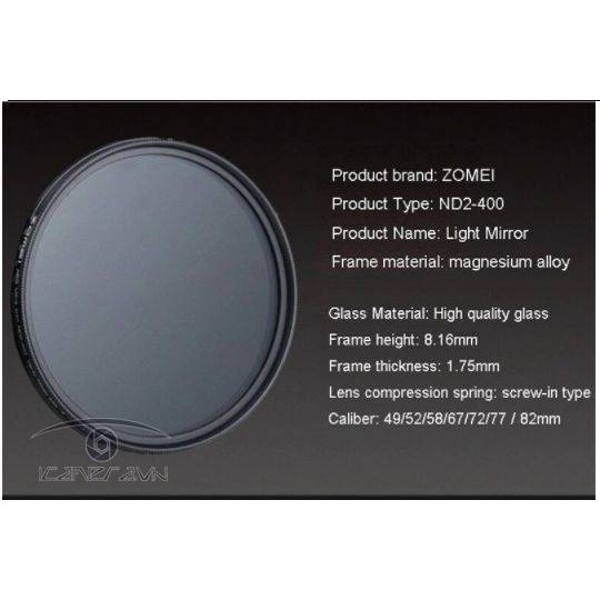 FILTER ND2-400 CHO ỐNG KÍNH ZOMEI CÁC CỠ