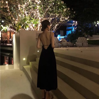 Váy 2 dây dáng dài hở lưng (order) kèm ảnh thật ở cuối