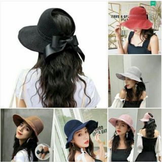 Mũ cói đi biển cuộn tròn
