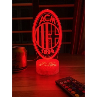 Đèn ngủ 3D CLB bóng đá Ac Milan đế pha lê kèm điều khiển từ xa - Đèn Led 16 màu