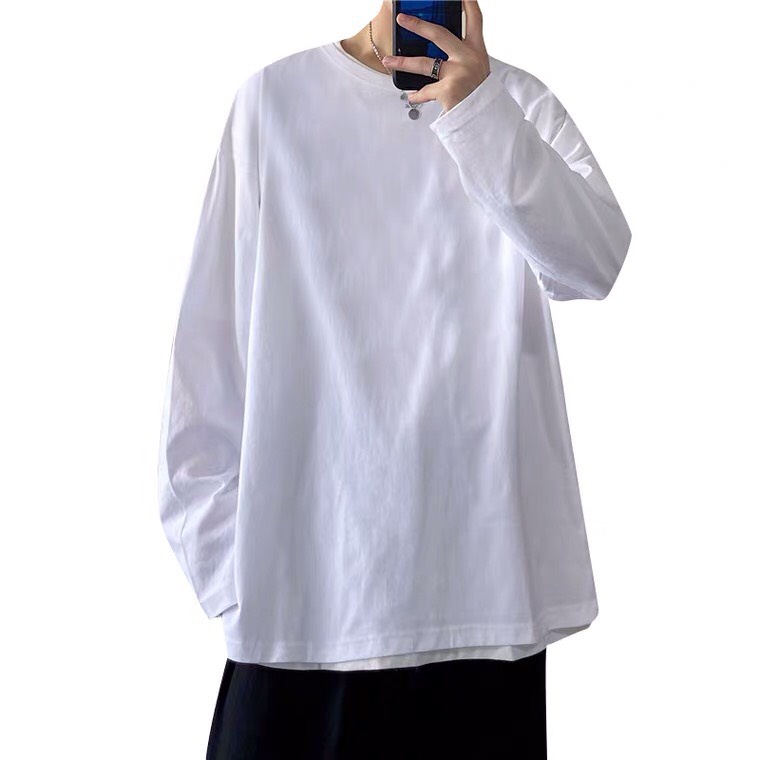 Áo thun dày tay trơn chất cotton mặc thoải mái - Áo longtee hai màu cơ bản đen và trắng - Áo longsleeve unisex