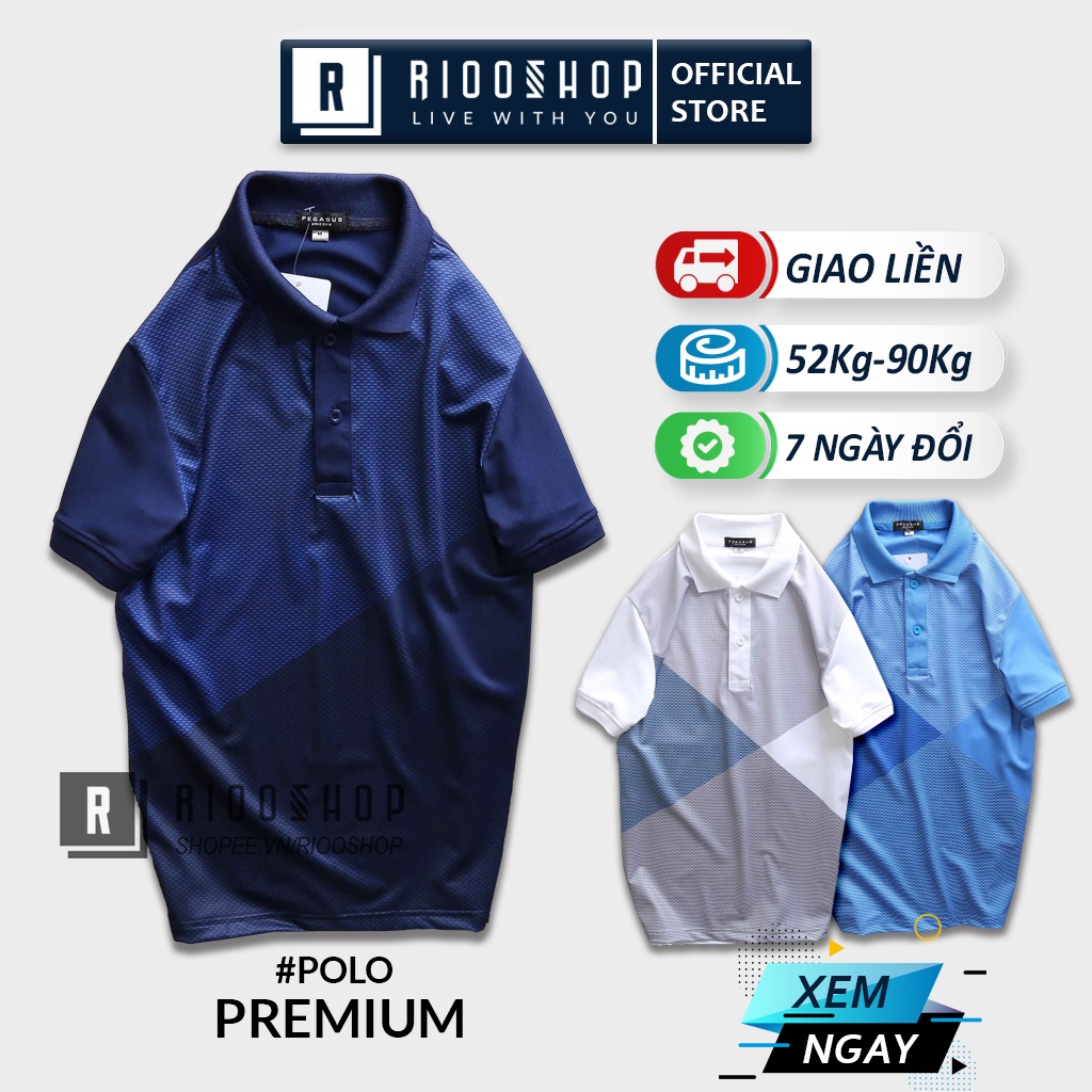 Áo phông nam có cổ cao cấp phối màu cực đẹp form rộng Pegasus RSP062AV - áo polo nam ngắn tay Riooshop