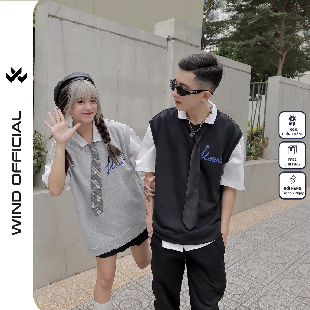 Áo gile unisex WIND form rộng Caro thời trang nam nữ oversize phong cách ulzzang