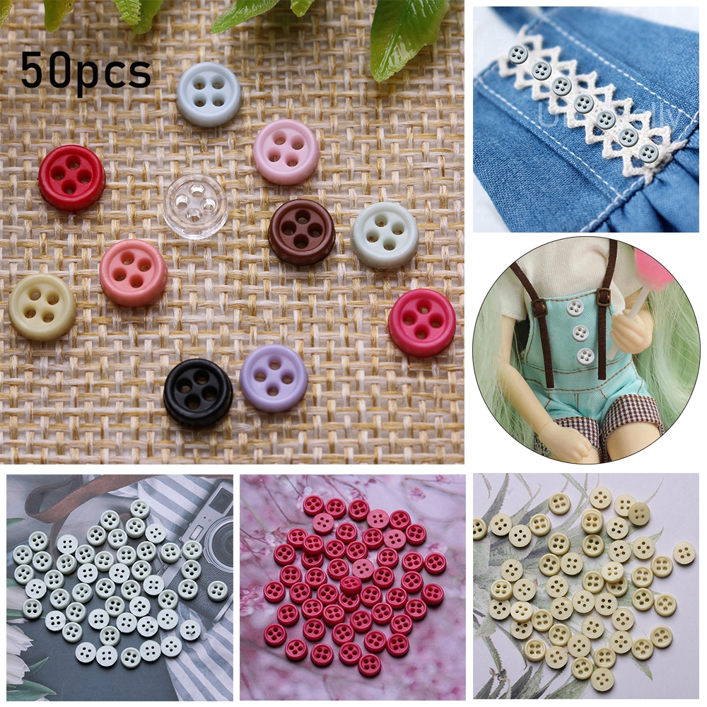 Set 50 Cúc Áo Mini 6mm Nhiều Màu Sắc Dùng Làm Đồ Thủ Công