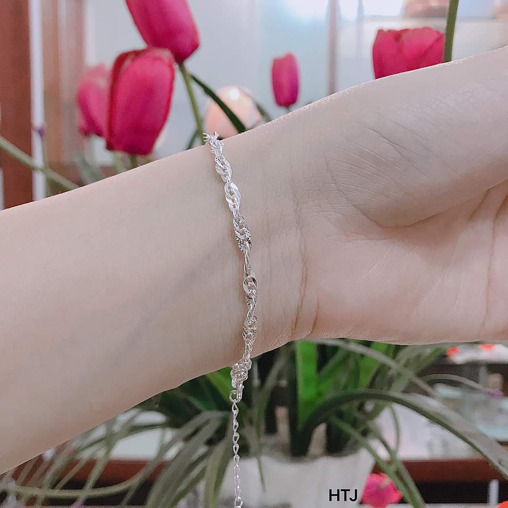 Vòng tay bạc lắc tay xích nữ cỡ nhỏ bạc ta cao cấp [vong bac nu]