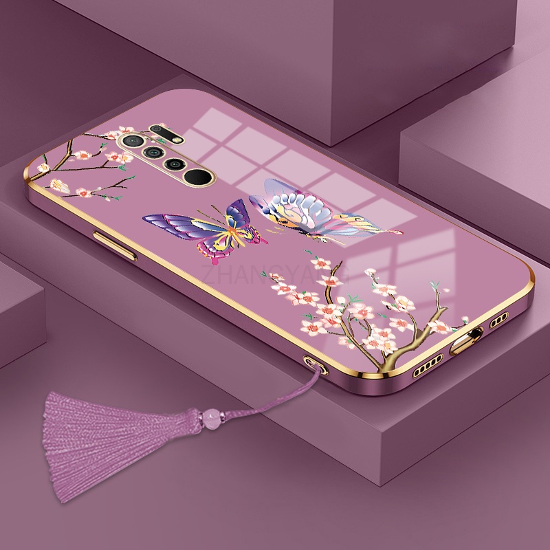 ốp lưng Redmi 9 Ốp Điện Thoại Silicon Họa Tiết Bươm Bướm Kèm Dây Đeo Cho Redmi 9