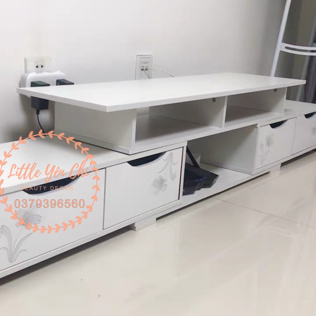 ( Miễn phí ship- lắp đặt) Kệ tivi cánh trơn Gỗ MDF kháng nước, kích thước (120-190)*30*36cm ( Màu)