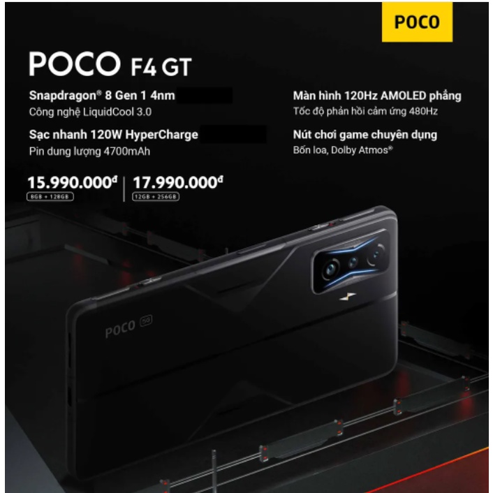 Điện thoại POCO F4 GT 8+128GB AMOLED 120Hz/Snapdragon 8 Gen 1