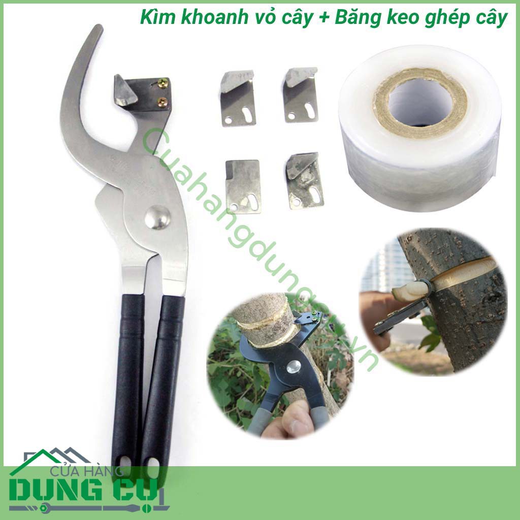 Kìm khoanh vỏ cành cây tặng băng keo ghép cây