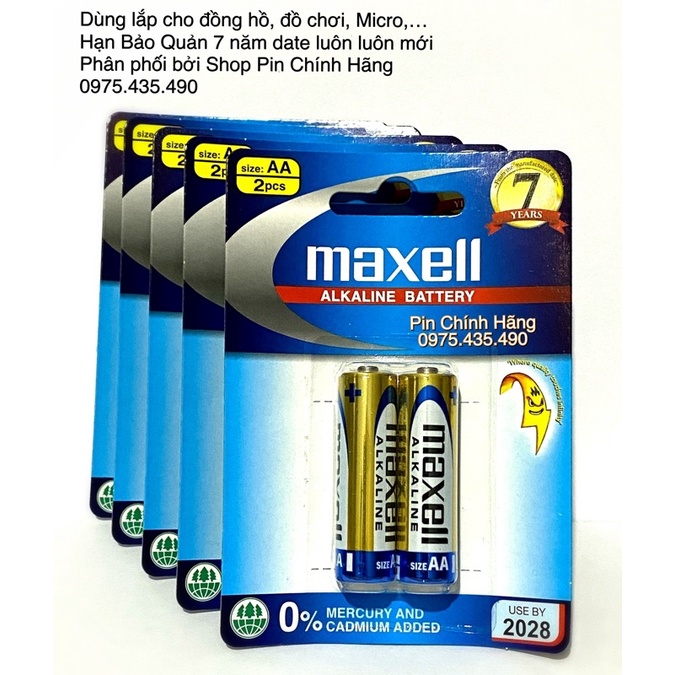 Pin AA Maxell LR6 Chính hãng Vỉ 2 viên Made in Indonesia