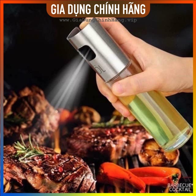 Bình xịt dầu ăn cho nồi chiên không dầu, dụng cụ nhà bếp phải có cho Hội chị em yêu bếp, chai thủy tinh cao cấp 100ml