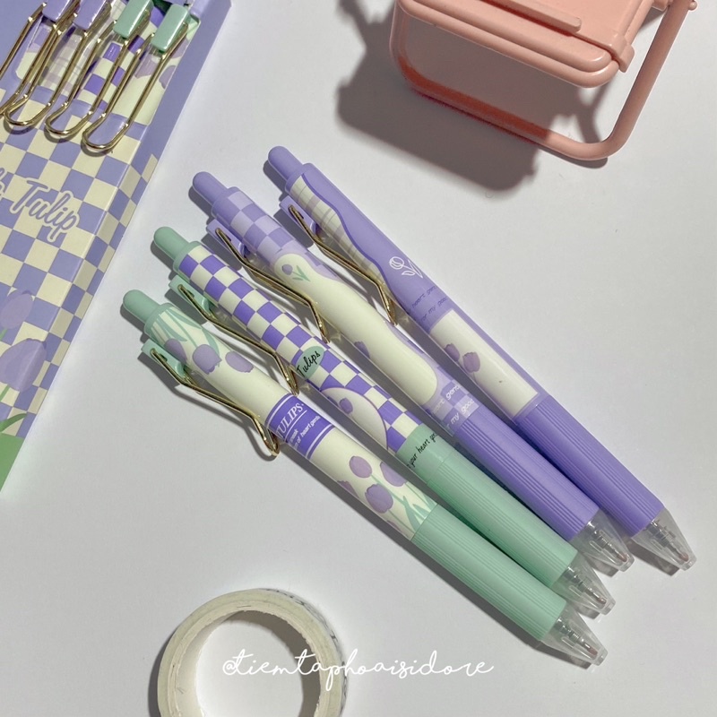 Bút bi gel bấm MURA ngòi 0.5mm PURPLE TULIP🌷🌈✨