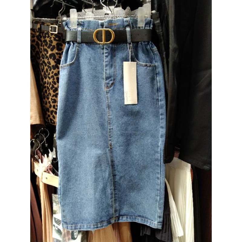 CHÂN VÁY JEAN🍀CHÂN VÁY BÒ DÁNG DÀI CẠP CAO LƯNG THUN CO GIÃN MIX ĐỒ SIÊU ĐẸP | BigBuy360 - bigbuy360.vn