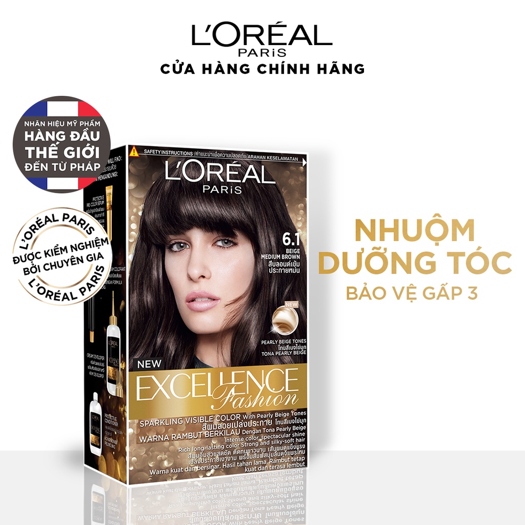 Kem nhuộm dưỡng tóc sâu L'Oreal Paris Excellence Fashion 172ml với tông màu thời trang