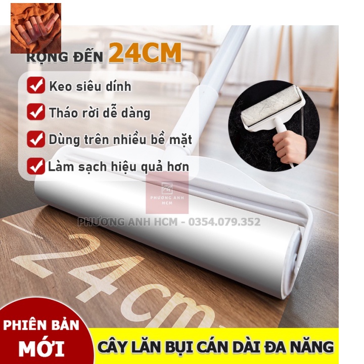 Cây Lăn Bụi Cán Dài Làm Sạch Quần Áo, Sàn Nhà, Ga Giường, Lông Chó Mèo - Độ Dài Tùy Chỉnh - Lõi Lăn