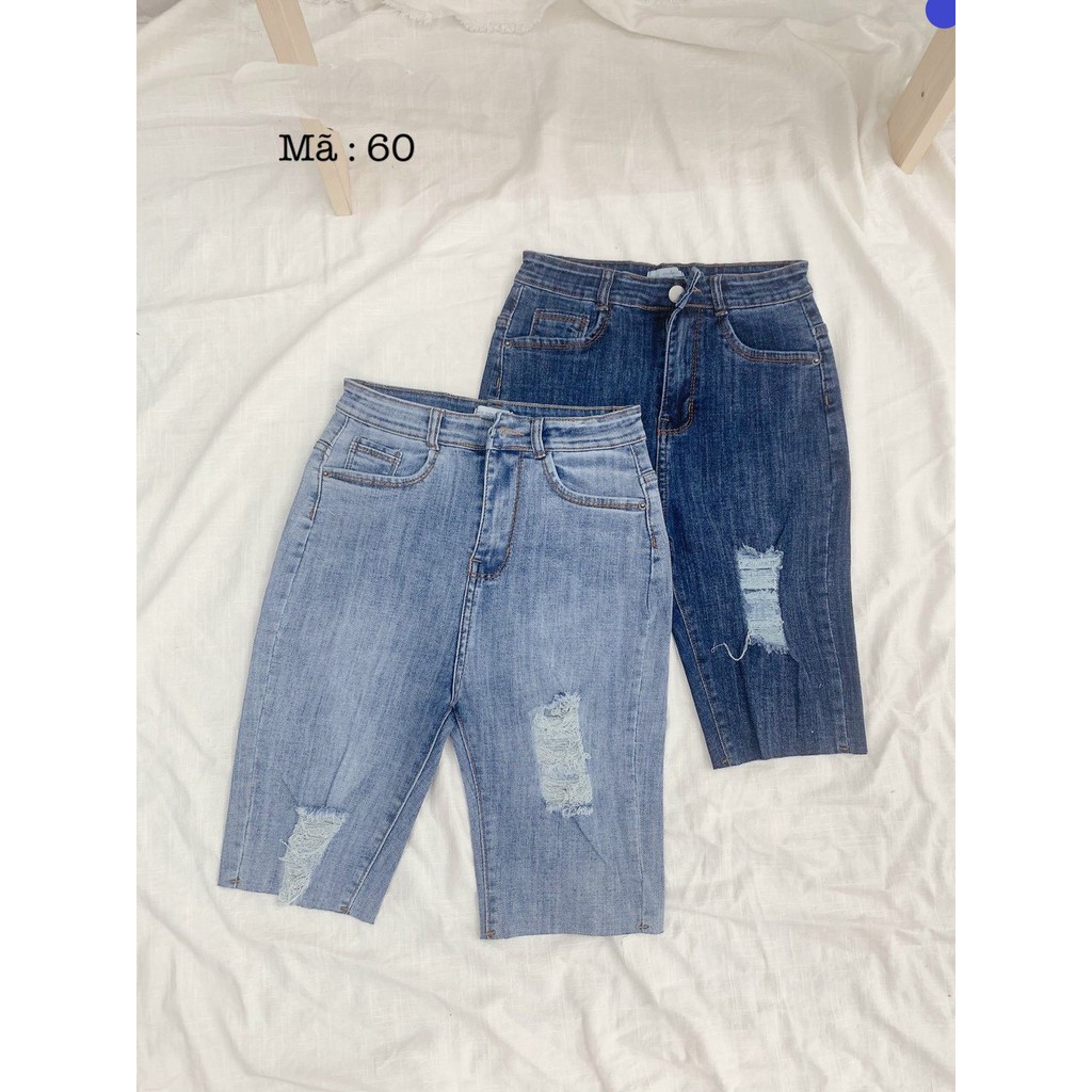 QUẦN JEAN NGỐ SKINNY GIÃN LỬNG NỮ LƯNG CAO RÁCH VUÔNG 2 BÊN CAO THẤP MÀU XANH NHẠT, ĐẬM CAO CẤP NITI ĐỦ SIZE S, M, L HOT