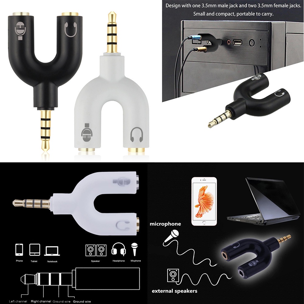 Đầu Chuyển Đổi Âm Thanh 3.5mm Sang Mic Và Tai Nghe Cho Điện Thoại / Máy Tính Bảng / Pc