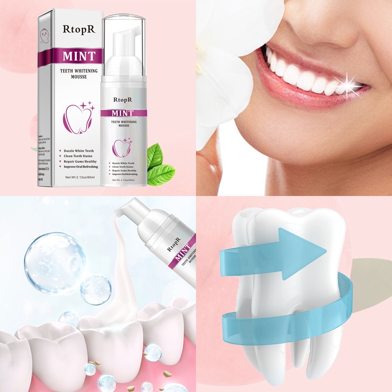 [HCM][KissBeautyShop] RtopR Bọt Trắng Răng Làm Sạch Răng Khử Mùi Hôi Miệng Làm Trắng Răng Làm Trắng Răng 60ml KB-RR044