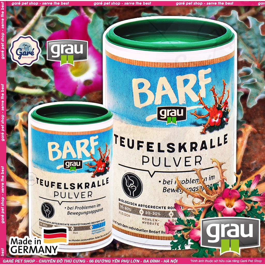 300gr - Bột Grau BARF Teufelskralle hỗ trợ hệ cơ xương, phát triển xương khớp, hỗ trợ khả năng vận động tự nhiên cho Chó