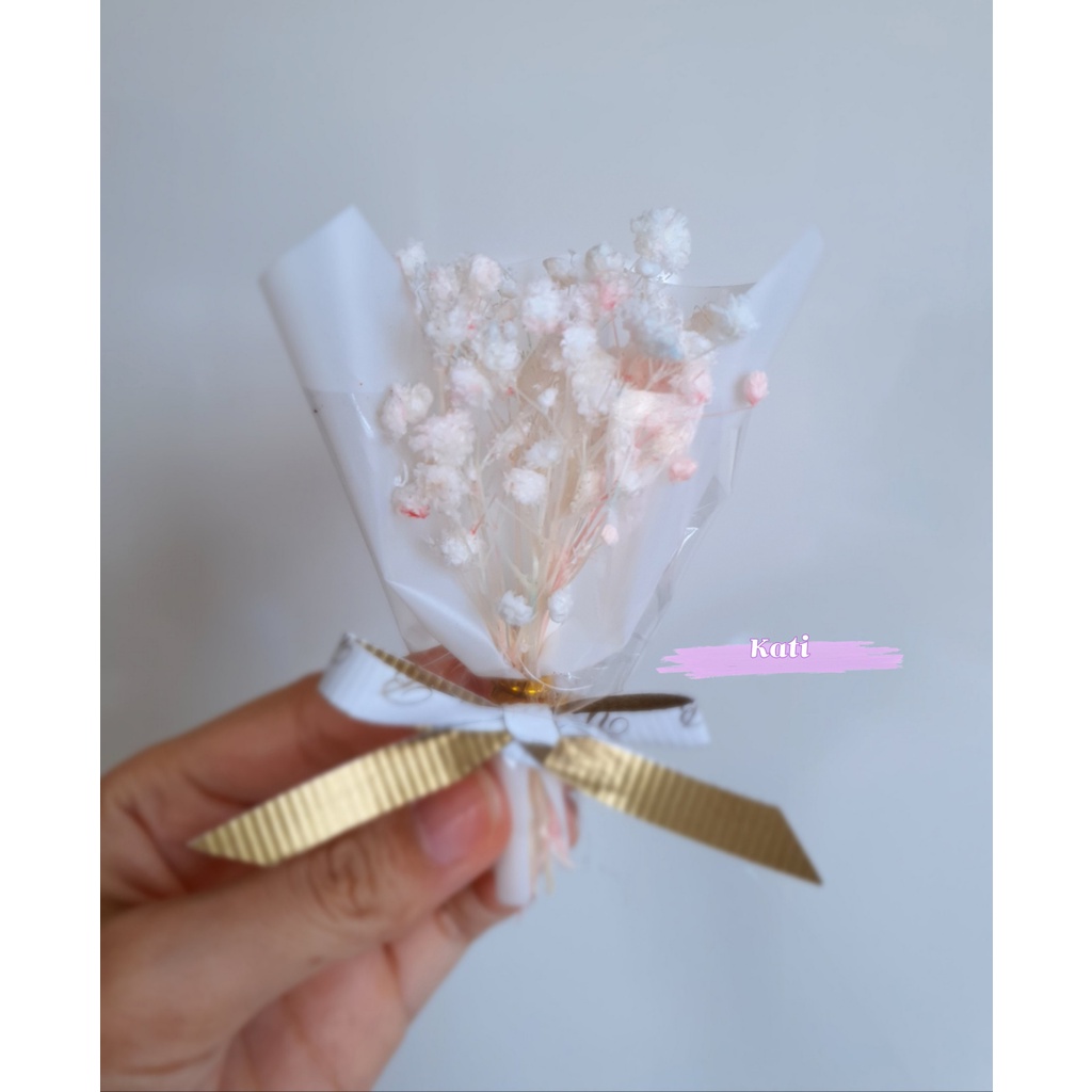Bó hoa khô mini, bó hoa trang trí bánh kem, trang trí hộp quà tặng, hoa baby mix cẩm tú cầu khô