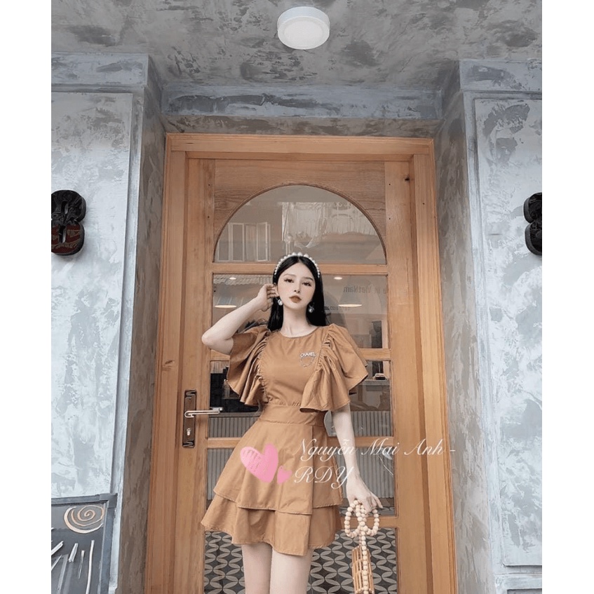 (Free ship) Đầm COTTON Lạnh Tay Bèo Dáng Ngắn Diện Xinh Như Hoa Hậu UP HHP Fashion