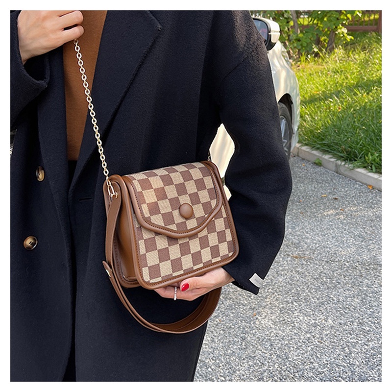 Túi xách nữ đẹp đeo chéo kẹp nách MUNGA chất liệu da cao cấp họa tiết caro thời trang công sở đi làm đi chơi TMG10