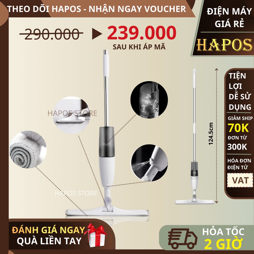 Cây lau nhà Xiaomi Deerma thông minh xoay 360 độ 2 trong 1 (Xịt nước &amp; Lau) TB500 - HAPOS