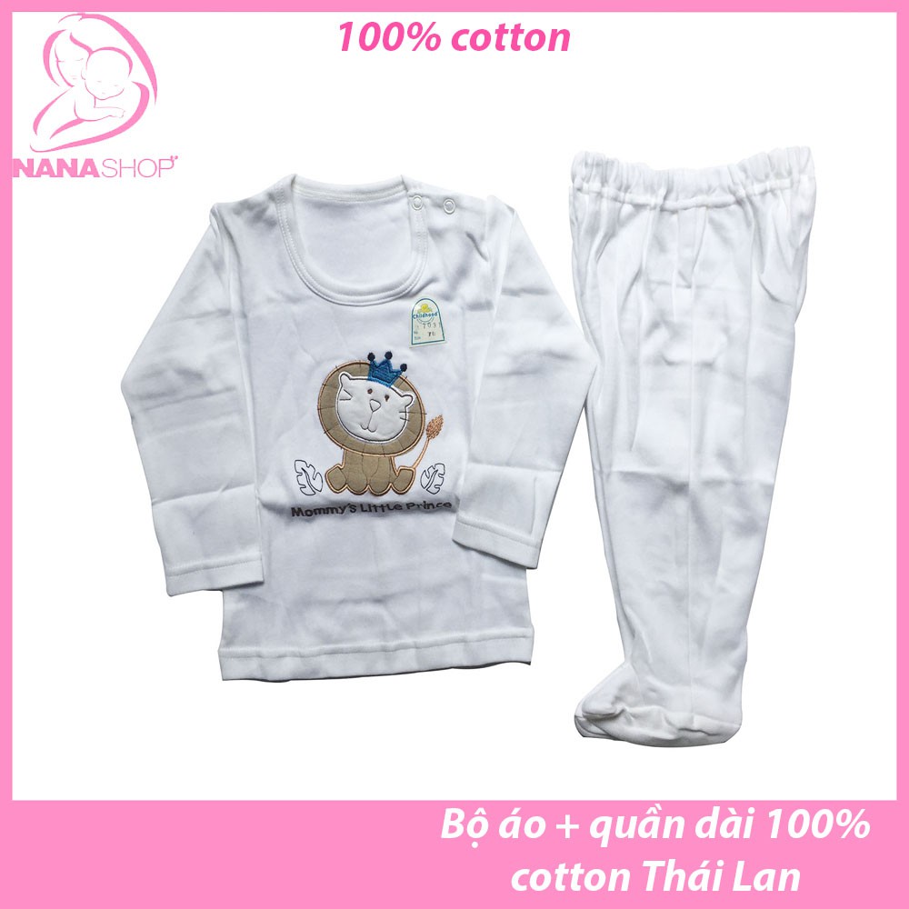 Bộ dài tay gấu trắng cotton cao cấp
