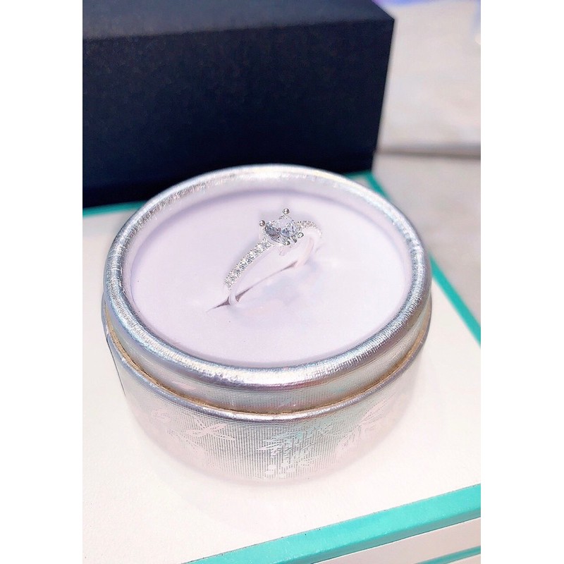 Nhẫn bạc ta nửa hàng đá trái tim,Nhẫn trái tim nạm đá bạc ta-Minh Tâm Jewelry