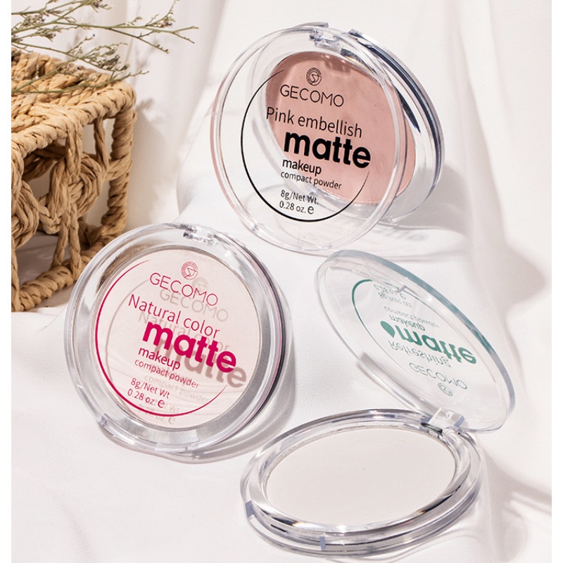 [Hàng mới về] Phấn phủ GECOMO dạng nén kiểm soát dầu ánh nhũ ngọc chống thấm nước tiện dụng