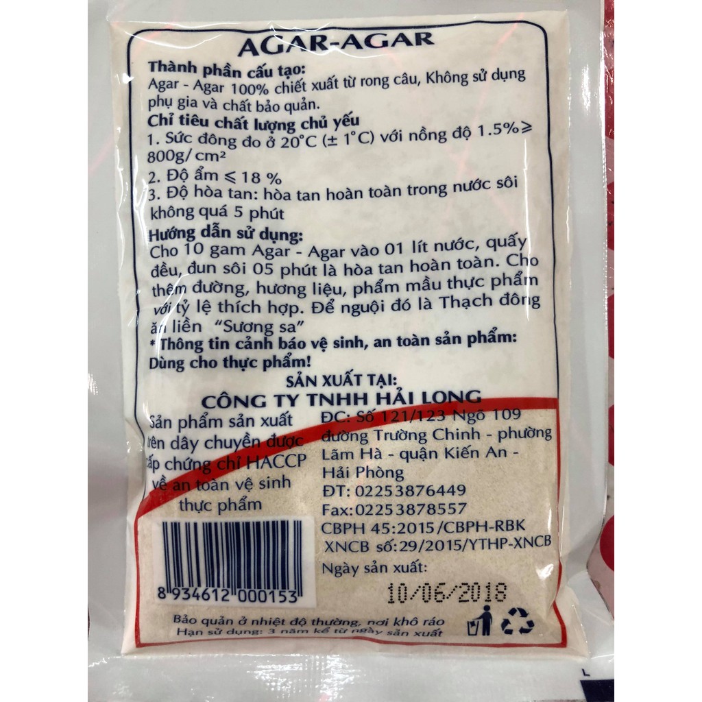 Rau Câu Hải Phòng Agar 50g/gói