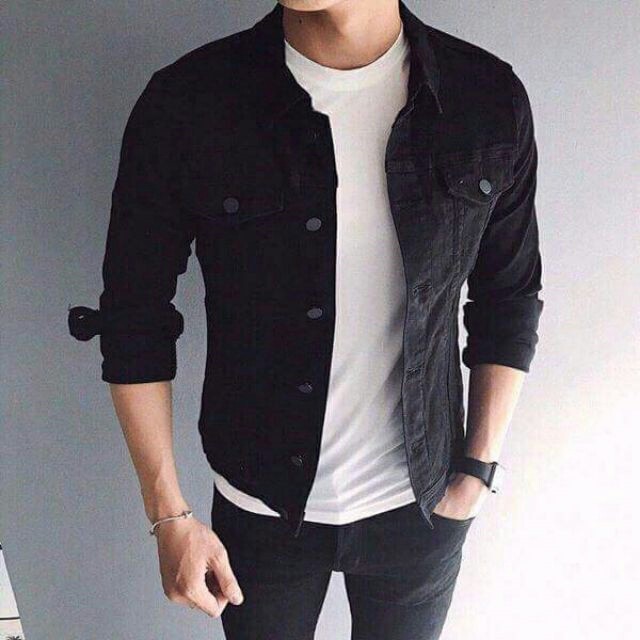áo khoác jean nam đen trơn [ CÓ VIDEO ]