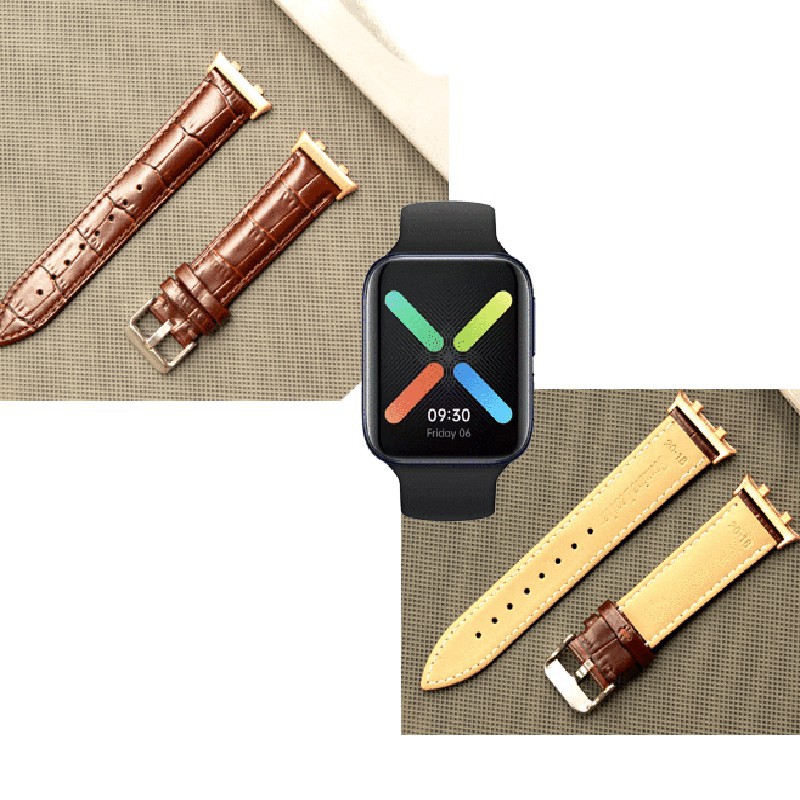 Dây Đeo Bằng Da Thật Màu Đen / Nâu Cho Đồng Hồ Oppo 41mm / 46mm