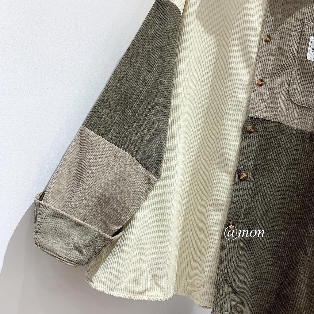 210688 Áo sơ mi nhung phối màu thời trang ulzzang, áo sơ mi nam nữ , áo sơ mi form rộng. | BigBuy360 - bigbuy360.vn