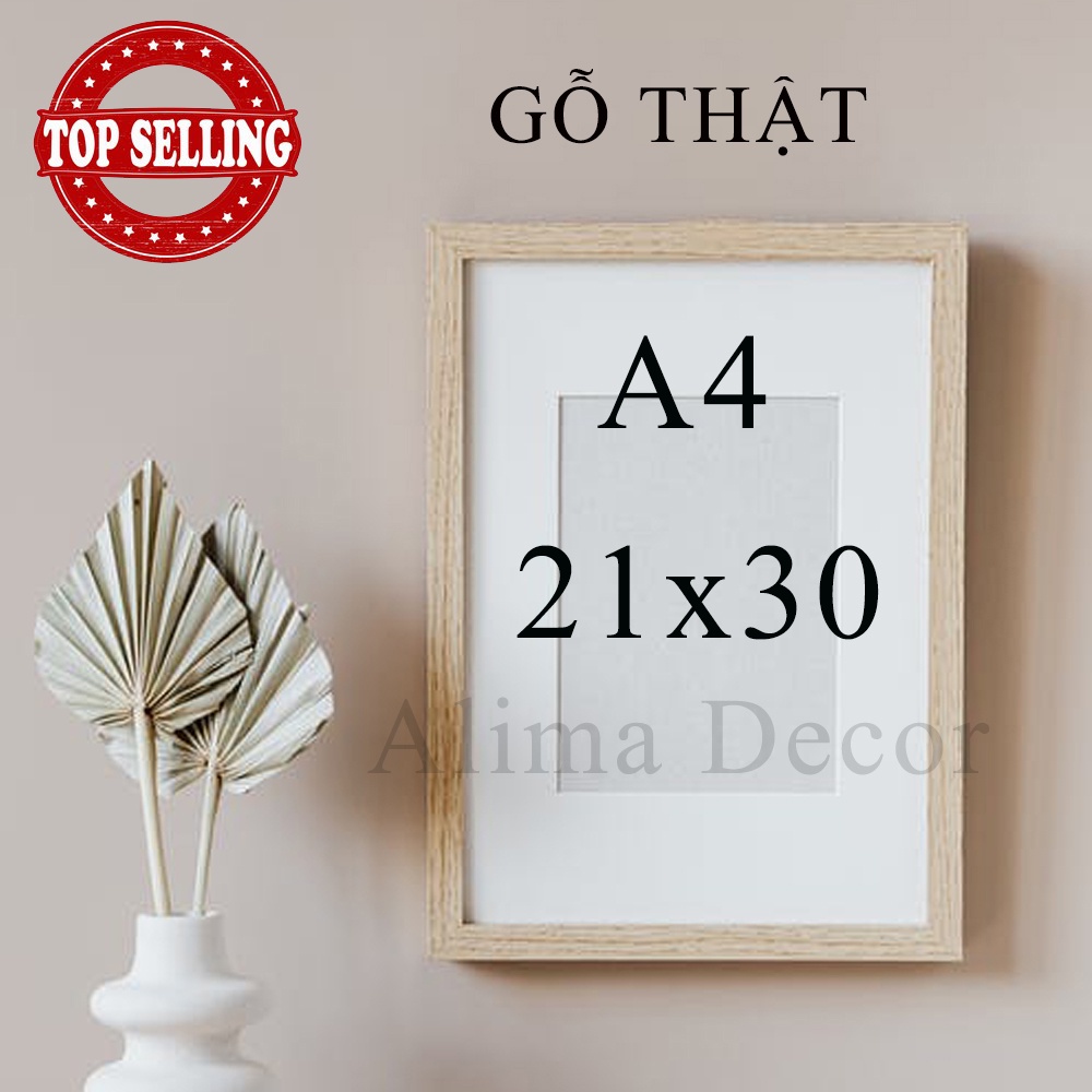 Khung Ảnh Giấy Khen Treo Tường A4 21x30 -GỖ THẬT - Hàng Xuất Khẩu