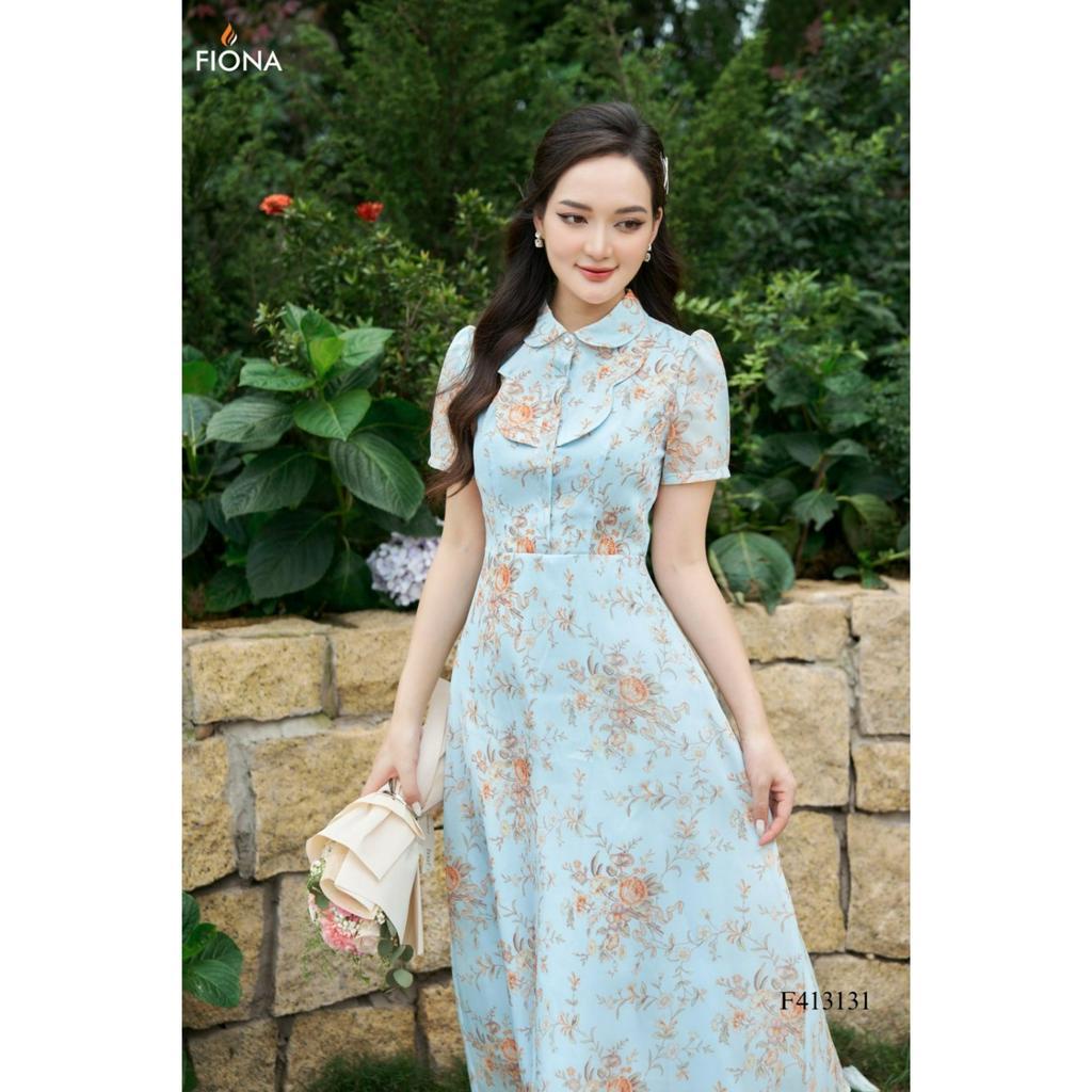 Đầm thiết kế cao cấp FIONA váy công sở nữ dáng dài tay ngắn cổ đức trẻ trung F413131