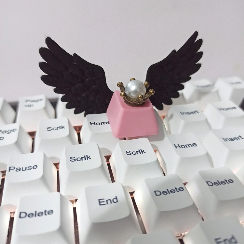 DOU DIY Personalized Keycap Beautiful Girl Angel Wing Pink Cute Keycap Mechanical Keyboard Kids Toys Animation