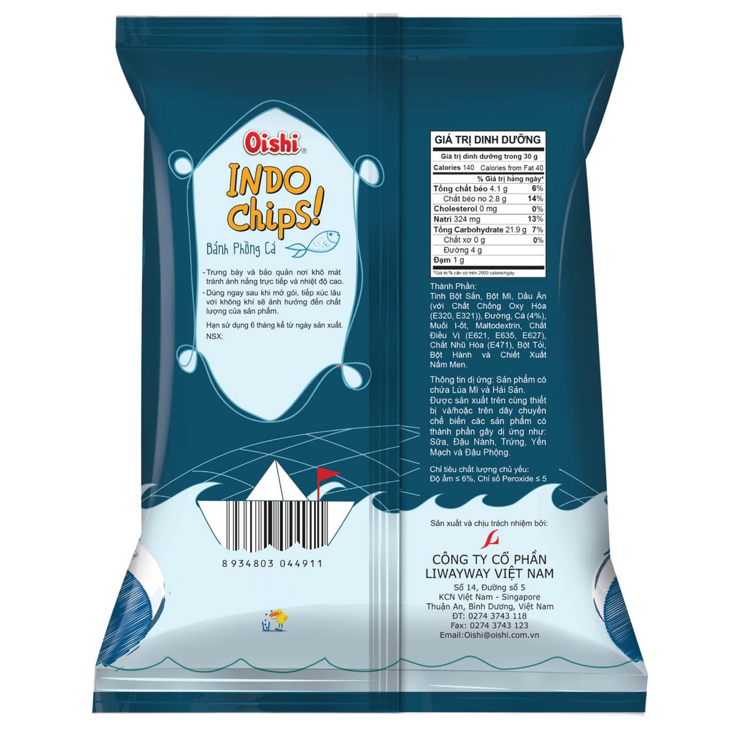 Combo 12 gói Oishi Snack Phồng Cá Indochips
