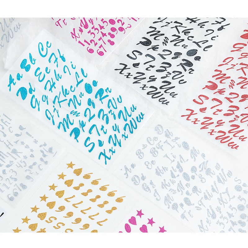 Sa Miếng Dán Trang Trí Sổ Tay Hình Chữ Cái Và Số Phối Kim Tuyến Lấp Lánh